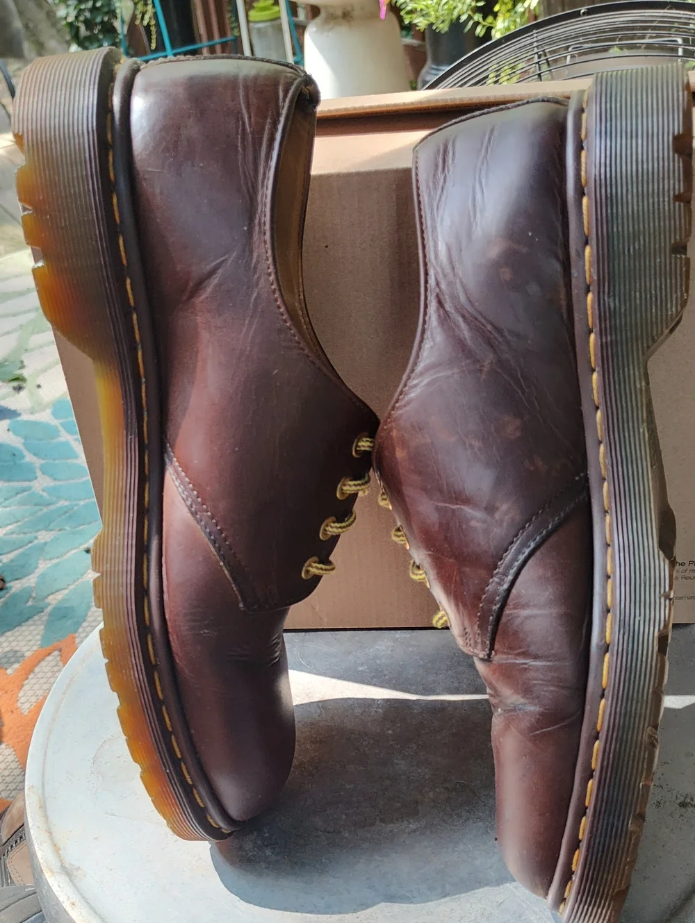 DR. MARTENS Brown Crazy Horse Leather OXFORDS, Men's 10, Air Cushion Soles